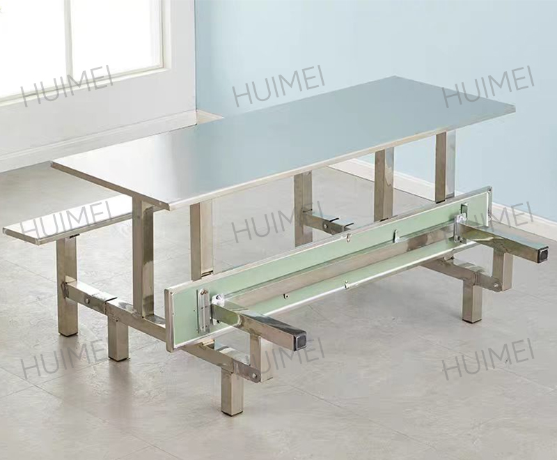 Huimei Stainless Steel Dining Table with Benches (Silver) HMZX-010