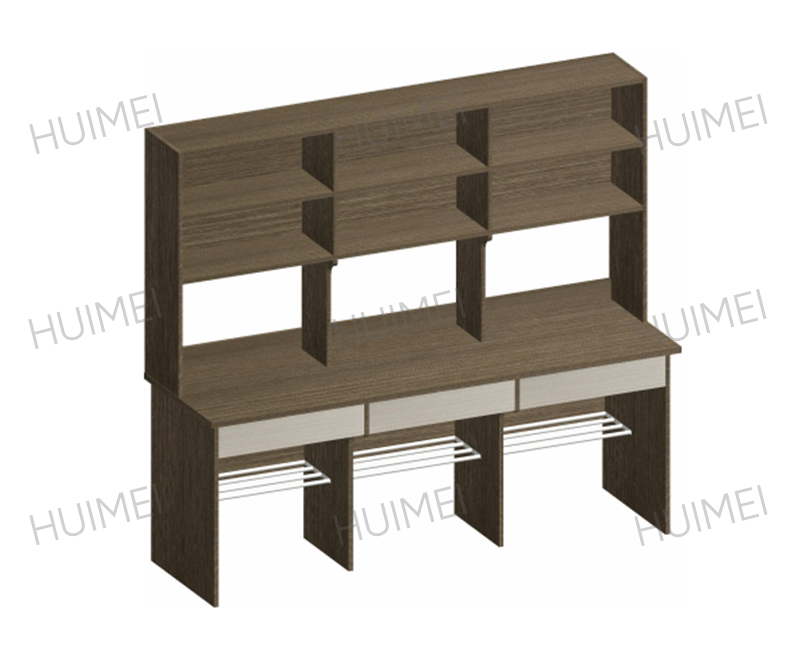 Three-Seat Student Study Desk with Bookshelf and Storage Three-Seat Student Study Desk with Bookshelf and Storage